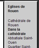 Le menu de droite : naviguer dans une catégorie